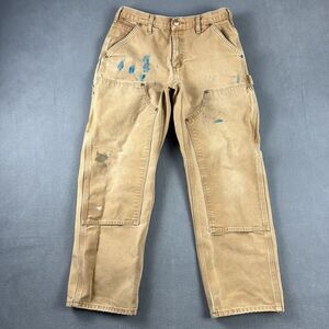 Carhartt Pants Mens 31X30 Brown Relaxed Fit Double Knee Carpenter WorkWear